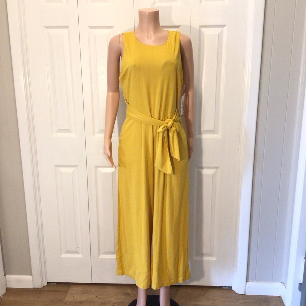 GB Womens Yellow Sleeveless Tie Front Jumpsuit Size Large